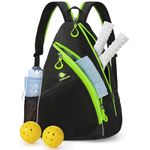 Pickleball Bag, Tennis Bag Crossbody Sling Bag for Men Women Reversible Pickleball Rackets Bags with Fence Hook, Holds Tennis Rackets, Pickleball Paddles and Balls, Black