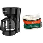 BLACK+DECKER 12-Cup Coffee Maker + Melitta Basket-100's PAB-100's Poly Bag Filter Paper