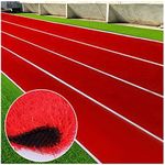 YJEUZCD Synthetic Artificial Grass Turf, High Density Faux Grass Turf, Drainage Holes Car Show Playgrounds Artificial Grass Mat， Garden Fake Grass Wedding Rug, Custom Sizes (Color : Red, Size : 150x