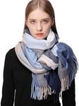 Alexvyan Winter Blue Multicolor Long Warm Stoles Shawls Long Big Checked Scarves Woolen Women Casual Scarf Soft Wrap for Casual Formal Occassions- 200CM*70CM