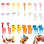 BendJoy 56PCS Fruit Fork for Kids，Fork Cute Little Mini Cartoon Fork for Kids Eating Toothpick Holder for Cake Dessert Pastry Party Reusable, Random Color