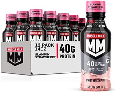 Muscle Milk Pro Advanced Nutrition Protein Shake, Slammin' Strawberry, 14 Fl Oz Bottle, 12 Pack, 40g Protein, 1g Sugar, 16 Vitamins & Minerals, 6g Fiber, Workout Recovery, Packaging May Vary