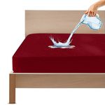 GADDA CO Cotton Feel Terry Ultra Soft 100% Waterproof Mattress Protector King Size, Breathable & Hypoallergenic Mattress Cover, Bed Protector King Size - 78x84 Inch (6.5x7 Ft), Maroon