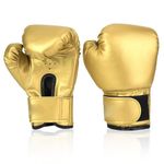 HERCHR Boxing Gloves, PU Leather Taekwondo Gloves Professional Fighting Teenager Boxing Training Gloves Thickened Punching Sparring Training Mitts for Kickboxing, Muay Thai, MMA (Gold)