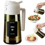 SWEET VIEW Olive Oil Dispenser and Sprayer – 16oz/470ml Glass Light-Proof Pour Bottle, Kitchen Gadgets Accessories for Air Fryer, Cooking, Salad, and BBQ, with Stickers,White