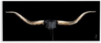 Stupell Industries Bull Horns Shadow Black Brown Animal Painting, Design by Third Art, 7 x 17, Wall Plaque