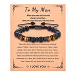 KORAS Gifts for Him, Husband Bracelet Stone Beads Bracelet for Boyfriend, Adjustable Bracelet Presents for Anniversary Birthday Fathers Day Christmas Valentines Day