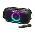 JBL PartyBox On-The-Go 2 Plus - Portable Party Speaker with one Wireless Digital mic, Handle and a Shoulder Strap, Dynamic lightshow, Up to 15 Hours Playtime, Splash Proof & Auracast™ (Black)