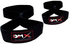 DMX INTL Figure 8 Lifting Straps Premium Quality Neoprene Padded Wrist Support Bar Strap Ideal for Deadlifting, Squat, Heavy Weightlifting, Shrugs (Black)