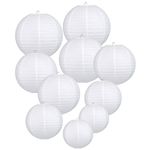 LIHAO Paper Lanterns 10 PCS Round Paper Lanterns White Hanging Paper Lanterns Lamp Shade Wedding Birthday Party Decoration - (6''/8''/10''/12'')