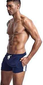 SEOBEAN - Pantalones Cortos de Entrenamiento para Hombre - Azul - L/79/84 cm
