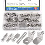 Glarks 156Pcs 6 Styles Shelf Pins Kit, Nickel Shelf Support Pegs, PVC Shelf Pins, Flat Spoon Pegs, Cylindrical Pins Holder, L-Shaped Bracket and Dowel Pins for Cabinets