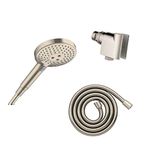 hansgrohe Raindance Select S Adjustable 5-inch Handheld Shower Head Set Modern 3 Spray PowderRain, Full and Massage Easy Install with Hose in Brushed Nickel, 2.5 GPM, 04913820