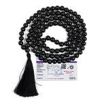 Remedywala Certified Black Obsidian mala 108 Beads Original Gemstone 10 mm Beads Mala | Best AAA Quality Beads Activated, Energized Black Obsidian jap mala for Yoga Meditation, Chanting & Healing