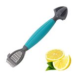 Lemon Zester Bar Tool 3 in 1, Citrus, Lime Zester, Reamer and Grater with a Soft-Touch Handle, Compact for Easy Storage and Dishwasher Safe (Blue)