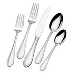 Mikasa 5187577 Daphney 65-Piece 18/10 Stainless Steel Flatware Set with Serveware, Service for 12, 18-10 Steel