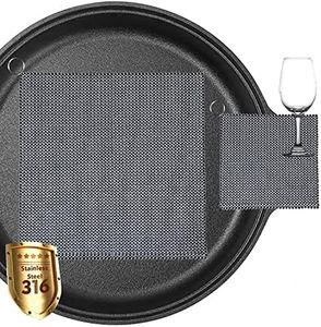 ERGONOW 8"X8"+4"X4" Mesh Cast Iron Scrubber Fine Rings Welded Chainmail Scrubber for Cups, Skillet Cast Iron Cleaner (8"X8"+4"X4")