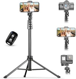 UBeesize 72" Phone Tripod & Selfie Stick, Camera Tripod Stand with Wireless Remote and Phone Holder,Compatible with iPhone Android Phone, Perfect for Selfies/Video Recording/Live Streaming Black