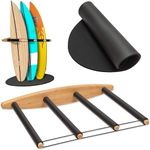 Hang 11' Vertical Surfboard Rack - Sustainable Wooden Surf Board Rack with Rubber Mat, Surf Rack Vertical, Surfboard Rack for Wall, Surf Racks for Wall, Surf Board Racks for Wall (4 arms / 3-4 boards)