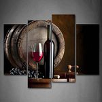 Wine And Fruit With Glass And Barrel Wall Art Painting For Kitchen Pictures Print On Canvas Food The Picture For Home Modern Decoration