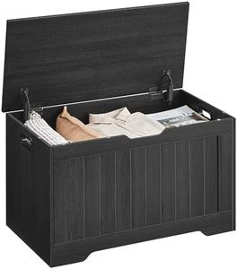 VASAGLE Storage Chest, 29.9 Inches Width Storage Bench, Entryway Bench with 2 Safety Hinges, Shoe Bench, Farmhouse Style, for Entryway, Bedroom, Living Room, Charcoal Gray ULHS011B02