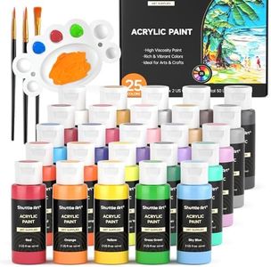 Shuttle Art 25 Colours Acrylic Paint Set, 2oz/60ml Bottles, Rich Pigmented, Waterproof, Premium Acrylic Paints for Artists, Beginners and Kids on Canvas Rocks Wood Ceramic Fabric