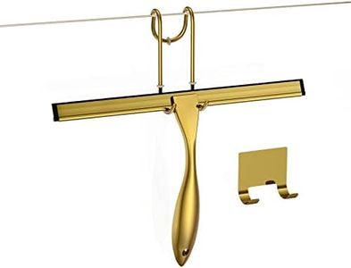 Shower Squeegee for Glass Door 12-Inch Stainless Steel Bathroom Squeegee Window Wiper, 100% Streak-Free, Includes Shower Door Hook and Adhesive Hook, for Window Mirror Tiles Car All-Purpose Squeegee