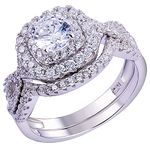 Newshe Wedding Band Engagement Ring Set for Women 925 Sterling Silver 1.8Ct Round White Cz Size 7