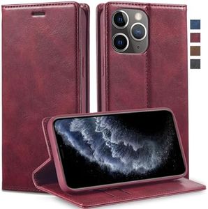 GoshukunTech Wallet Case for iPhone 11 Pro Max,for iPhone 11 Pro Max Leather Flip Case with RFID Blocking Card Holders Stand Feature Cash Pocket Magnetic Cover for iPhone 11 Pro Max-[Wine red]