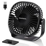 SMARTDEVIL Desk Fan,USB Desk Fan,Noiseless USB Fan,3 Speed Portable Desk Desktop Table Fan with Pasteable Hook, Dual 360° Adjustment Mini Fan,Strong Wind,Quiet Operation,for Home Office Travel(Black)