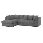 Furnishings For Less UK New Luxor Long Fabric Corner Sofa | Soft Jumbo Cord 4-5 Seater Corner Sofa Left hand or Right Hand (Grey, Left Hand Facing - Scatter Back)