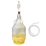DIAH DO IT AT HOME 5L Glass Demijohn Starter Kit - Complete Set with Airlock, Rubber Bung & Liquid Transfer Syphon - Professional 5 Litre Fermentation Vessel for DIY Wine, Cider & Mead