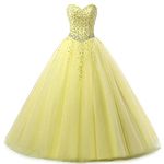 Vantexi Women's Sweetheart Tulle Prom Ball Gown Quinceanera Dresses Yellow Size 0