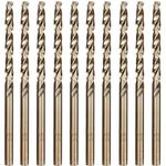 Hymnorq M35 Grade HSS-CO 5/32 Inch Fractional Twist Drill Bit Set of 10pcs, Jobber Length Fully Ground Straight Shank, 5% Cobalt Heat Resistant, for Stainless Steel Cast Iron