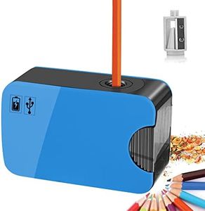 Sacapuntas Electrico AOBETAK Operado Por Batería Y Usb Profesional Eléctrico Sacapuntas Automático Con Deposito Para 6-8 Mm Lápiz Para La Escuela Oficina En El Hogar Niños Adultos, Azul