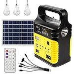 Solar Generator - Portable Power Station for Emergency Power Supply,Portable Generators for Camping,Home Use&Outdoor,Solar Powered Generator With Panel Including 3 Sets LED Light (Yellow)