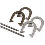 EastPoint Sports Wild Sports Official Weight Horseshoe Set with Molded Case - Features Solid Steel Stakes and Portable Carry Caddy