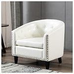 SILKFROM PU Leather Tufted Barrel ChairTub Chair for Living Room Bedroom Club Chairs,sofa couch