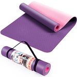 ACTIVE FOREVER Yoga Mat for Women men, Non-Slip, Highly stable TPE Exercise Mat With Carrying Straps, Non-deformable Workout Mat for Pilates, Stretching, Home Gym -183 x 61 x 0.6 CM (Purple Pink)