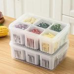 VEWIKZY | 6 Grid Fridge Storage Boxes, Kitchen Storage Container Set, Vegetable Storage box, Draining Crisper Refrigerator Food Box (1)