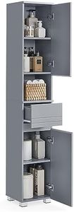 VASAGLE Tall Bathroom Cabinet, Slim Bathroom Storage Cabinet, Freestanding Narrow Cabinet with a Drawer, Adjustable Shelves, Open Compartment, for Small Spaces, Mystic Gray UBBC560P36