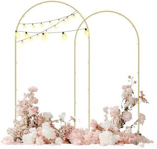 Babenest Gold Arch Backdrop Stand Set of 2, 6.6FT/7.2FT Metal Arch Wedding Stand, Balloon Arch Frame for Ceremony Birthday Party Bridal Baby Shower Banquet Decoration (7.2FTx4FT,6.6FTx3FT)