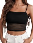 Avidlove Bralettes for Women Spaghetti Strap Mesh Tank Top Tube Slim Y6K Camisole Black