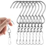 8 Pcs Rotating S-shaped Hook Rotating Hook Clips Spinning Hook Windproof Stainless Steel Swivel Hooks Clips for Wind, Chimes Spinning Swivel S Hooks for Flower Baskets, Bird Cages & Party Ornaments