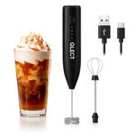 QLECT 1200mAh Rechargeable Milk Frother ? Handheld Electric Coffee Frother & Foam Maker with USB Type-C, 3 Speed Settings, Double Whisk for Latte, Cappuccino, Matcha & Hot Chocolate