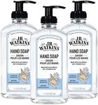 J.R. Watkins Gel Hand Soap With Dispenser, Moisturizing Hand Wash, All Natural, Alcohol-Free, Cruelty-Free, USA Made, Ocean Breeze, 11 Fl Oz, 3 Pack