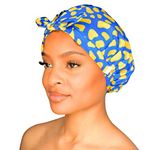 GRACE & COMPANY Luxury Shower Cap For Women - 100% Waterproof, Reusable, Washable & Breathable Shower Caps - Lemon Drop