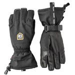 Hestra Unisex CZone Mountain 5-Finger Gloves, Waterproof, Windproof, Leather, Alpine Ski Gloves for Men and Women, Black, 9