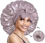 BONNET QUEEN Large Silk Bonnet for Sleeping Satin Bonnet Big Hair Bonnet Jumbo Braid Bonnet Double Layer Tie Bonnets Night Hair Wrap for Women Curly Hair Grey