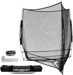 PowerNet Triple Threat Baseball Net, 3 Way 7' x 7' Batting, Hitting & Pitching Net Covers 147 Sq Ft, Softball Baseball Training Equipment, Baseball Practice Net (Black)